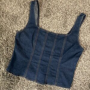 Rachel Zoe Blue Denim Crop Top Corset Top